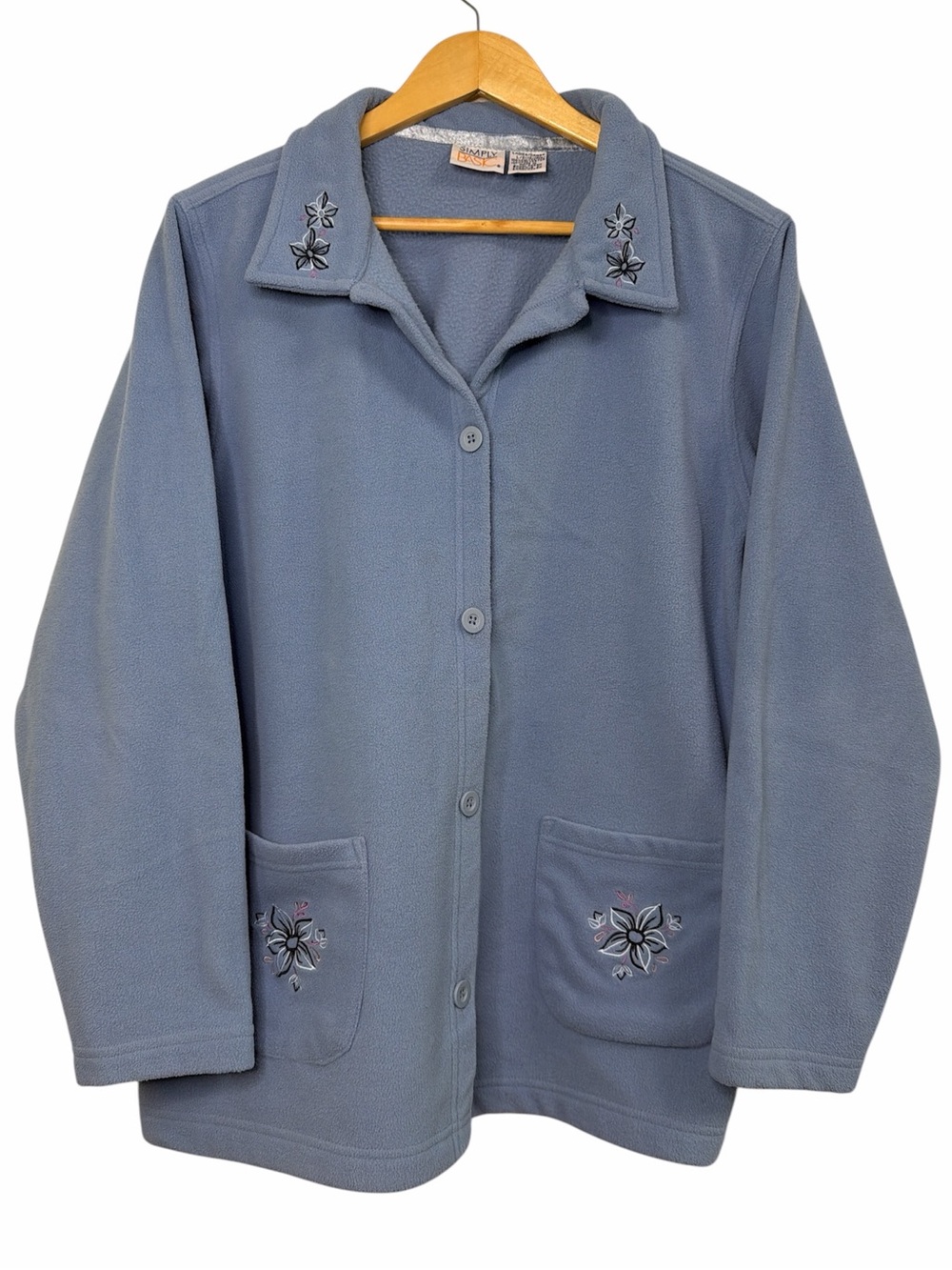 Simply Basic Dusty Blue Fleece Button Front Shacket Size L